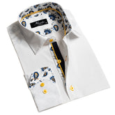 White Mens Slim Fit Designer Dress Shirt - Tailored Cotton Shirts For Work And Casual